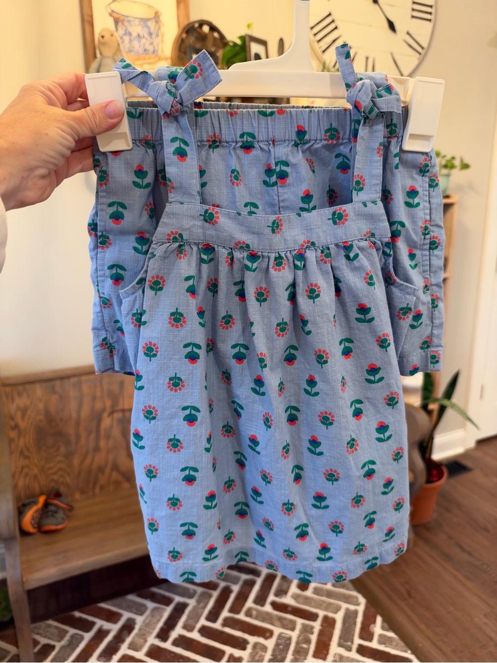 Hanna Andersson Girls' Blue Floral Tie-Shoulder Skirted Bottoms